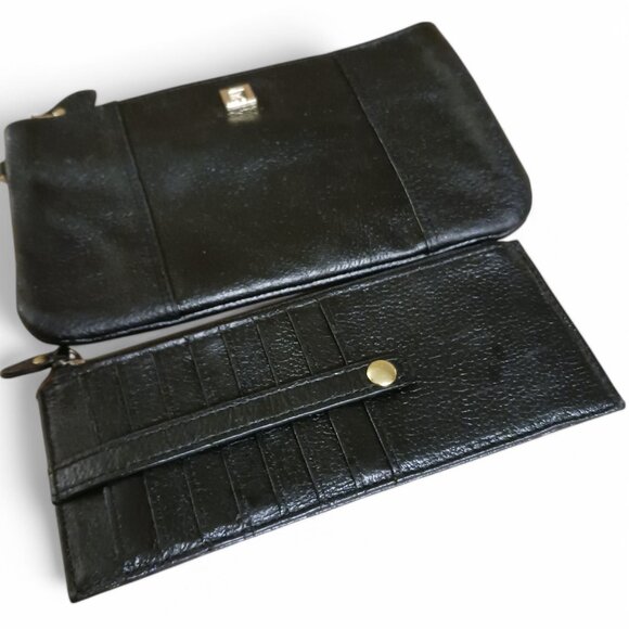 Lodis Olivia Black  Pebbled Leather Wallet & Julia Card Stacker Organizer Set - Picture 3 of 9